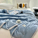 Axyaa Blue Washed Cotton Summer Quilt for Comfortable Skin-Friendly Bedroom
