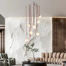 Axyaa Glass Ball Pendant Light - Modern Linear LED Chandelier for Living Room and Restaurant Decor