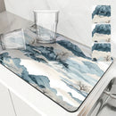 Axyaa Natural Scenery Square Dry Mat - Anti-slip & Absorbent Coffee Tablewear and Dish Drainer