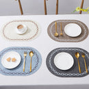 Axyaa Oval Blue Placemats Set for Dining and Kitchen Decor - Non-Slip Table Mats