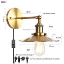 Axyaa Loft LED Wall Lamp Gold Pull Chain Switch Vintage Industrial Luminaire