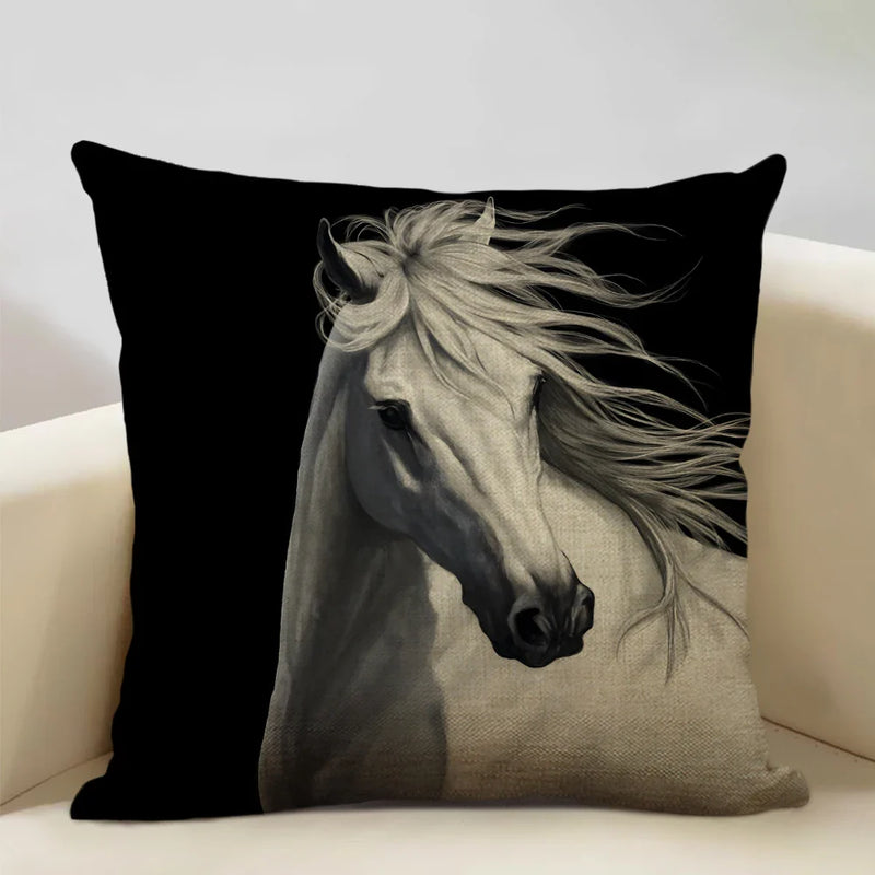 Luxury Axyaa Horse Cushion Cover 45x45cm Linen Pillow Case for Home Decor