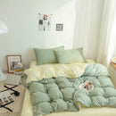 Axyaa Washed Cotton Mix & Match Solid Color Double-Spell Four-Piece Set