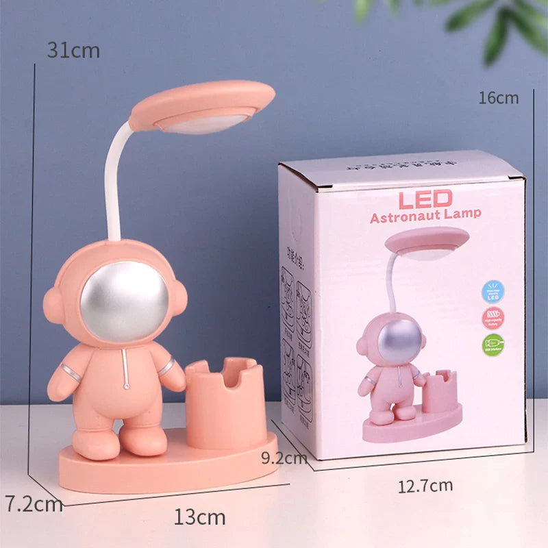 Axya Cute Astronaut Desk Lamp: Flexible LED, Color Adjust, Pencil Sharpener