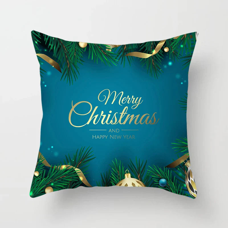 Axyaa Merry Christmas Green Pillowcase Sofa Decoration Cover