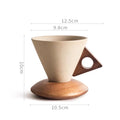 Axyaa Ceramic Coffee Cup Cone Shape Wooden Handle Base Retro Latte Cup