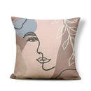 Axyaa Geometric Abstract Face Linen Cushion Cover 45x45Cm