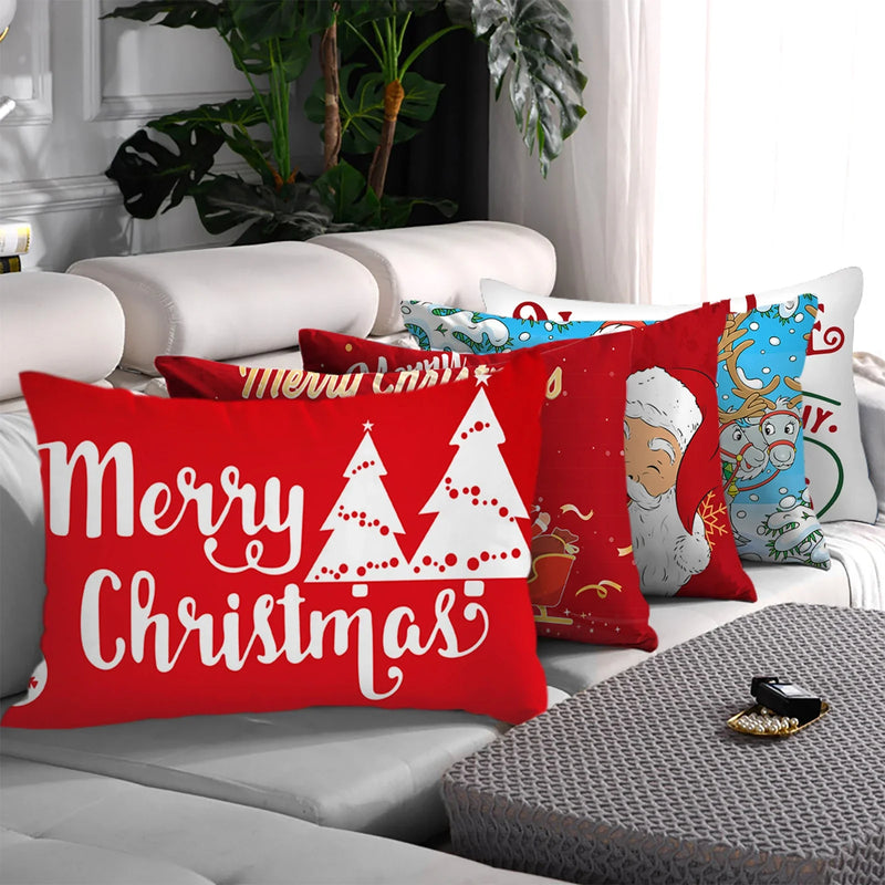 Axyaa Christmas Printed Deer & Santas Pillow Case 30x50cm