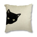 Black Cat & Butterfly Print Linen Cushion Cover by Axyaa - 45x45CM