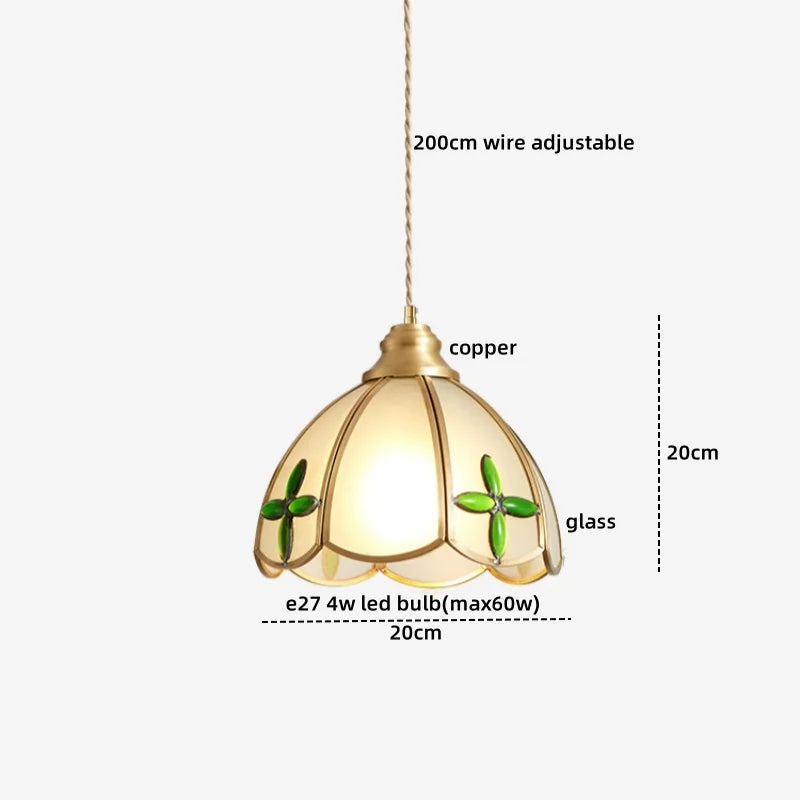 Axyaa Modern Pink Glass LED Pendant Lights Copper Hanging Lamp for Home Decor