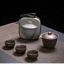 Axyaa Ceramic Tea Set: Portable One Pot Three Cups Set for Outdoor Tea Brewing