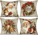 Axyaa Christmas Holiday Pillow Covers 18x18inch Retro Winter Decor for Home