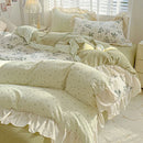 Axyaa Pink Checkered Lace Duvet Set: 1 Duvet, 2 Pillowcases, Bed Sheet.