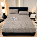 Axyaa Plush Jacquard Velvet Fitted Bed Sheet for Double King Queen Bed
