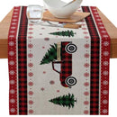 Axyaa Christmas Table Runner with Gnome Elk Tree Snowflake Print