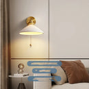 Axyaa Nordic Ceramic LED Wall Light with Pull Chain Switch, Modern Copper Sconce Home Lighting