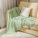 Axyaa Summer Knitted Blanket Cover Solid Color Acrylic Bohemian Sofa Blanket 127x176