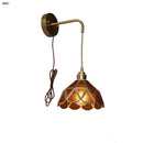 Axyaa Amber Glass LED Wall Sconce, Modern Nordic Style Plug-In Bedside Light