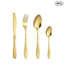 Axyaa Gold Stainless Steel Cutlery Set for Family & Restaurants, 24pcs