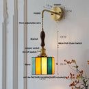 Axyaa Vintage LED Walnut Wood Wall Light with Pull Chain Switch