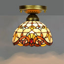 Axyaa European Floral Rose Mosaic Ceiling Light - Antique 8" Flush Mount for Dining Room/Library