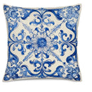 Axyaa Floral Pattern Pillow Cover for Sofa, Bedroom, Car - Blue and White