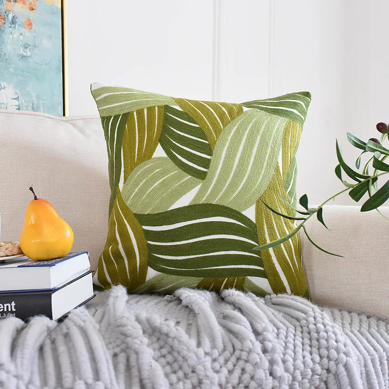 Tropical Plant Pattern 3D Cushion Cover 45x45cm for Living Room Sofa by Axyaa