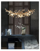 Axyaa Crystal Pendant Chandelier with LED Branches and Glass, Handmade Kapok Flower Design