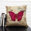 Axyaa Butterfly Linen Cushion Cover - Home Decor Pillowcase for All Seasons