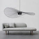Axyaa Nordic Vertigo Straw Hat Pendant Lights French Fabric Living Room Bedroom Lamp