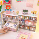 Acrylic Desk Organizer Set by Axyaa: Transparent Storage Box for Students with Cute Stickers