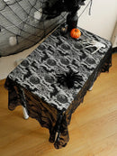 Axyaa Bat Lace Table Runner Cobweb Tablecloth Gothic Halloween Dining Decor