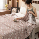 Axyaa Cotton Throw Blanket: Breathable Summer Comforter Quilt, Letter Leaf Design.