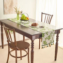 Axyaa Green Jacquard Table Runner with Tassels