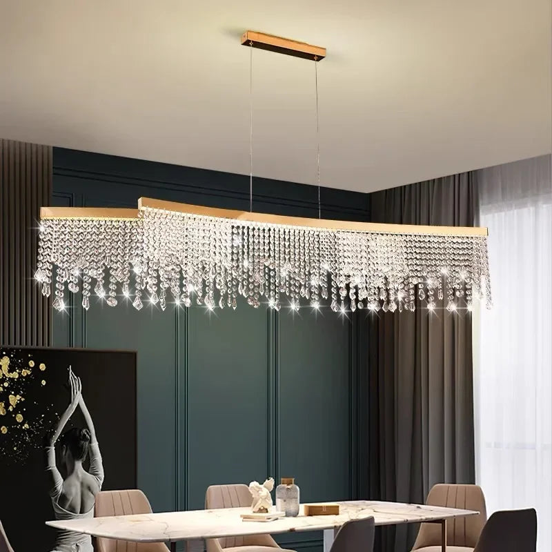 Axyaa Crystal Chandelier Pendant Light Fixture for Home Living Dining Room