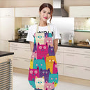 Axya Cute Cat Print Cotton Linen Sleeveless Apron for Cooking Baking Kitchen