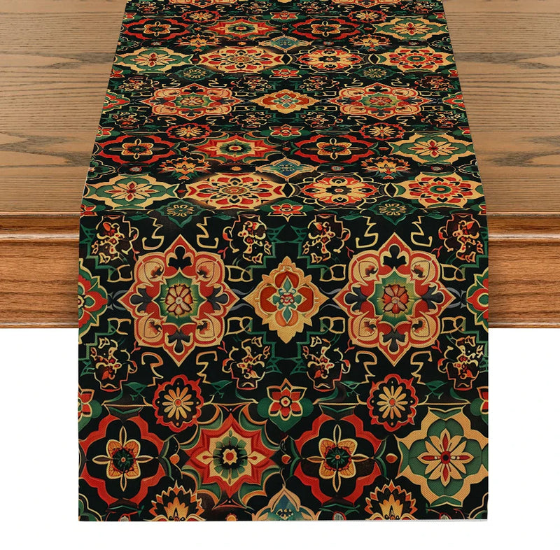 Axyaa National Style Table Runner - Retro Pattern for Dining Decor and Wedding