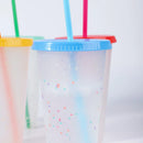 Axyaa Color Changing Confetti Cup with Lid & Straw - Reusable Hot/Cold Drinkware