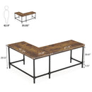 Axyaa 67" Industrial L-Shaped Corner Desk for Home Office Workstation, Reversible Design