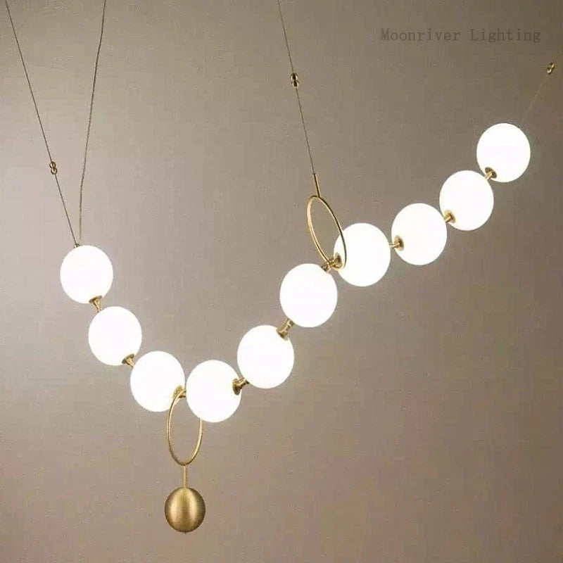 Axyaa White Glass Ball Necklace Pendant Chandelier for Luxury Ambiance