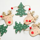 Axyaa Christmas Wooden Reindeer Tree Ornaments Garland Festive Home Party Decor