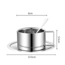 Axyaa Double Walled Stainless Steel Coffee Cup Set with Saucer Spoon