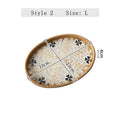 Axyaa Light Luxury Shell Inlaid Rattan Storage Basket Tray