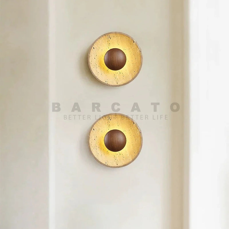 Modern Stone Wood LED Wall Lamp by Axyaa: Personalized Decor for Home Bar, Bedroom, Dining Room