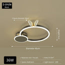 Axyaa Gold Lustre Circles Butterflies LED Ceiling Lamps Modern Round Ring Home Lighting