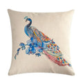 Peacock Linen Cushion Cover 45*45cm by Axyaa