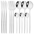 Axyaa 12-Piece Black Gold Stainless Steel Cutlery Set for Parties and Kitchens
