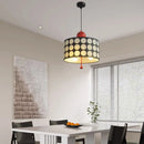 Axyaa Cylindrical Metal Pendant Lamp, Red Black Ball, Novelty E27 Bulb, Art Decor, Dining Kitchen