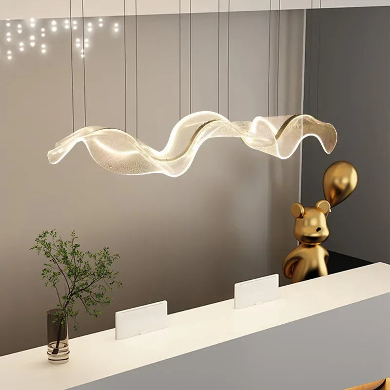 Axyaa Wave LED Pendant Lamp - Elegant Acrylic Designer Chandelier