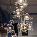 Axyaa Black White Glass Chandelier: Artistic Bubble LED Lighting for Large Living Room